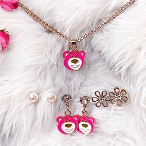 Super Cute Lotso Necklace And Earrings Set